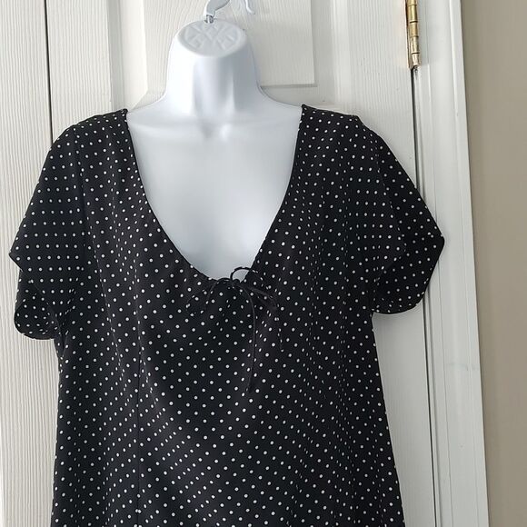 Venezia black white polka dot sheath dress Sz 14 - Picture 3 of 6